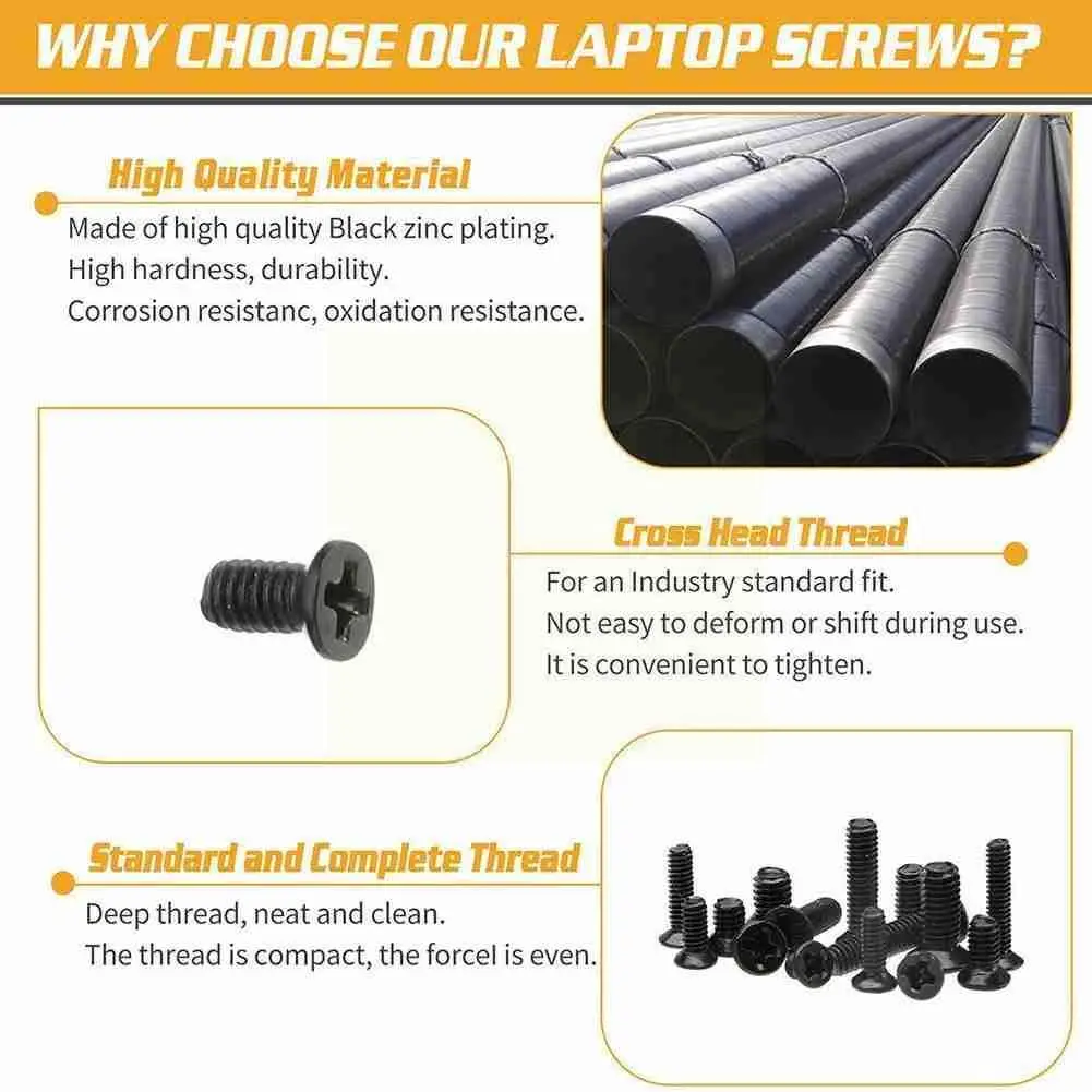 

300pcs Set M2 M2.5 M3 Notebook Laptop Black Zinc Plating Screws Nuts For Computer Accessories F5h6