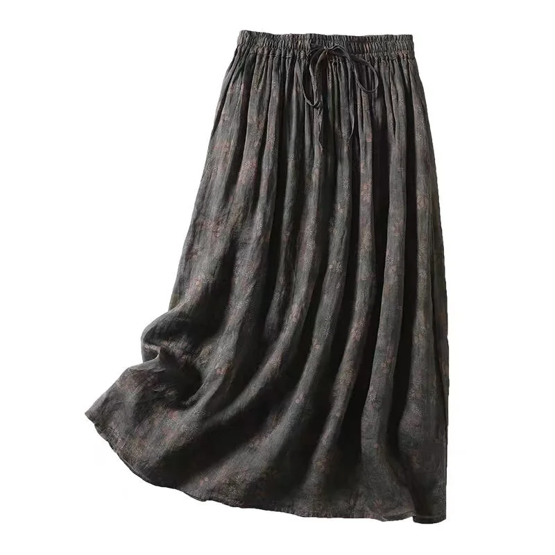 Женская юбка-миди с цветочным принтом