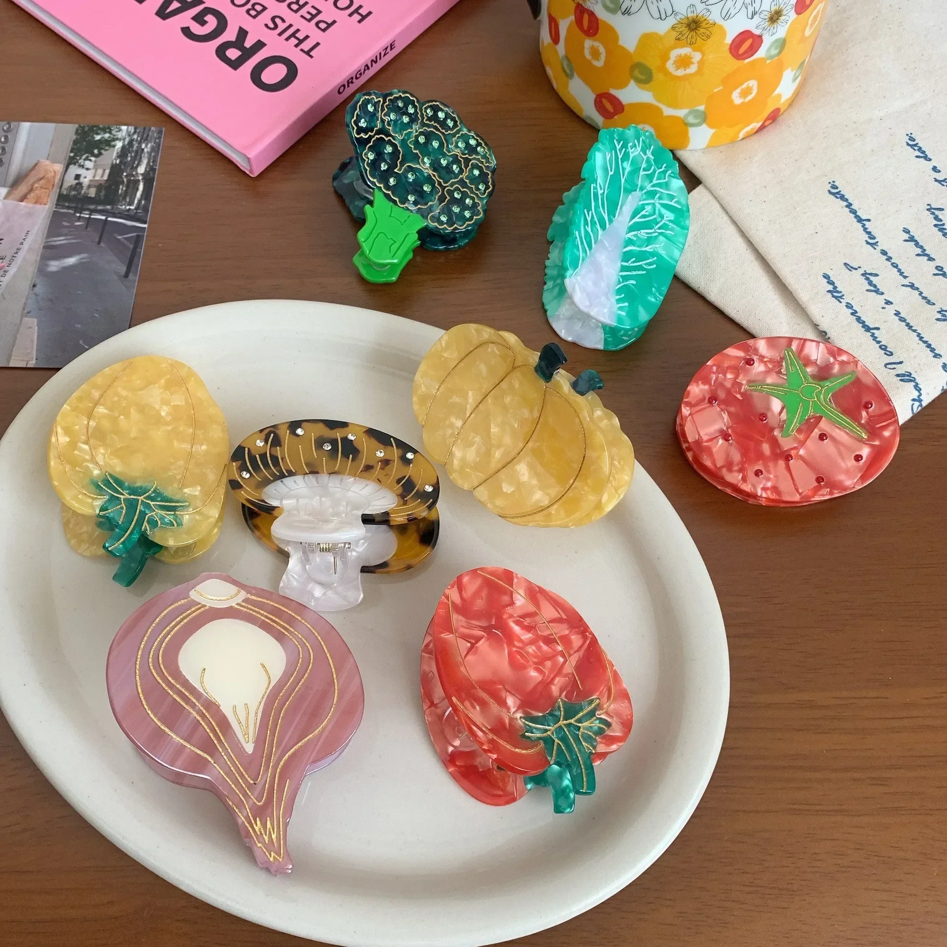 BYL креативные заколки для волос Vegetable серии ацетатные милые брокколи помидор