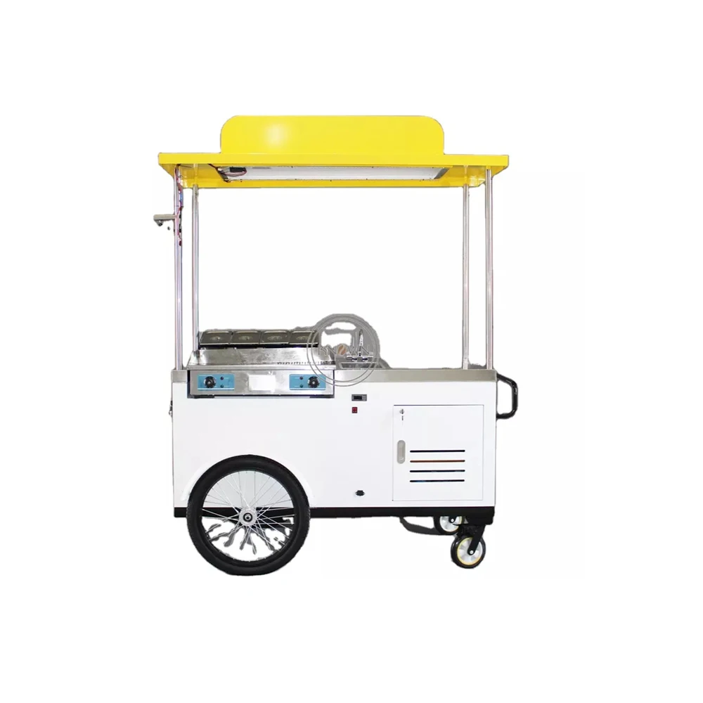 

4 Wheels Hand Push Cargo Bike Hot Dog Vending Bicycle Tricycle Ice Cream Food Cart for Sale