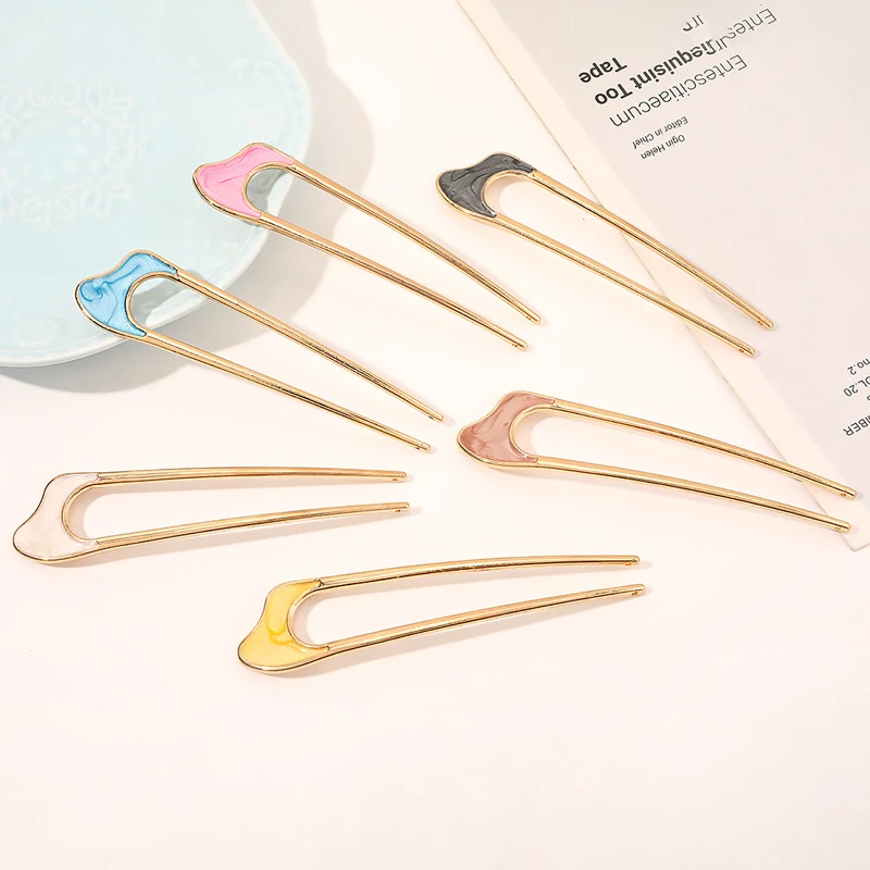 

1Pc Metal U Shape Shell Hair Clip Pins Minimalist Hair Sticks for Women Girls Hair Bun Maker Wedding Hair Styling Tool Braids