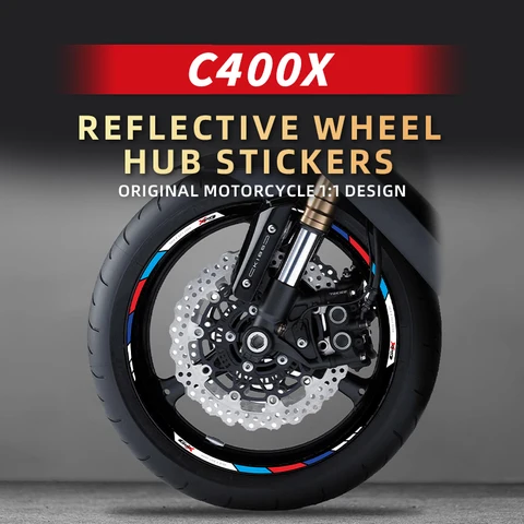 Наклейки на ступицу колеса для BMW C400X, светоотражающие наклейки с логотипом на внутренней стороне мотоциклетных аксессуаров, можно выбрать цвет