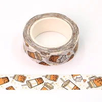 2022 new 10pcslot t bubble tea white cup of coffee washi tape scrapbooking stationery office supply masking tape 15mm10m