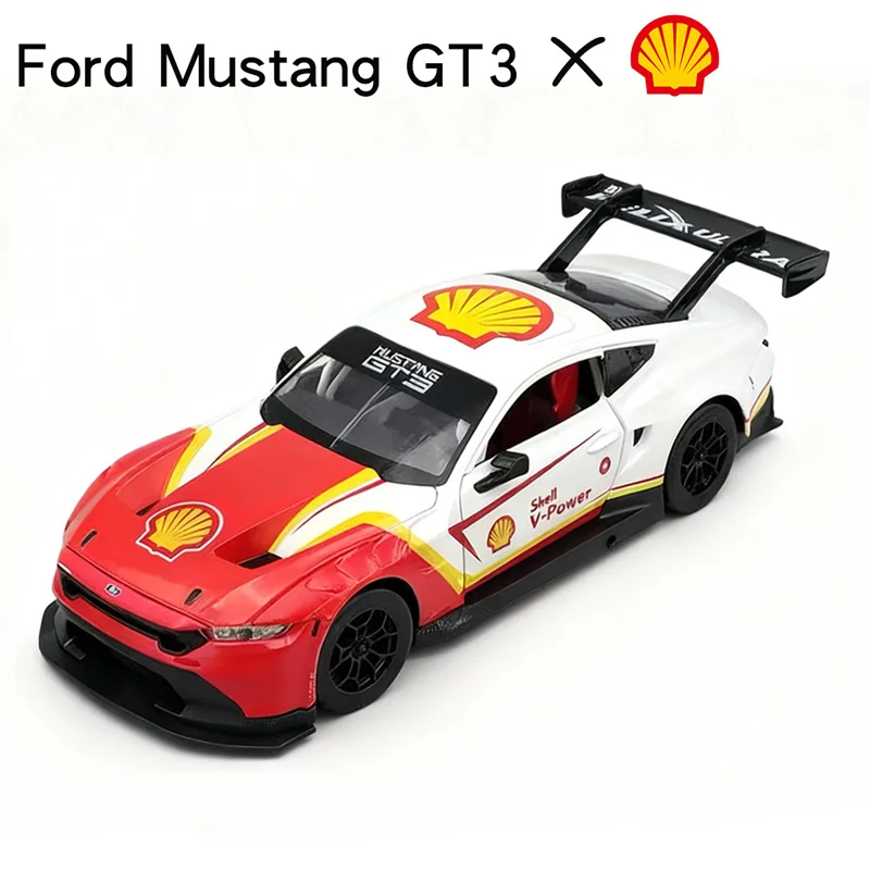 Фото 1:24 Ford Mustang GT3 Ко-брендовая версия, модель спортивного автомобиля из сплава, литье под давлением, металлический гоночный автомобиль, модель автомобиля, звуковой свет, детская игрушка в подарок №4