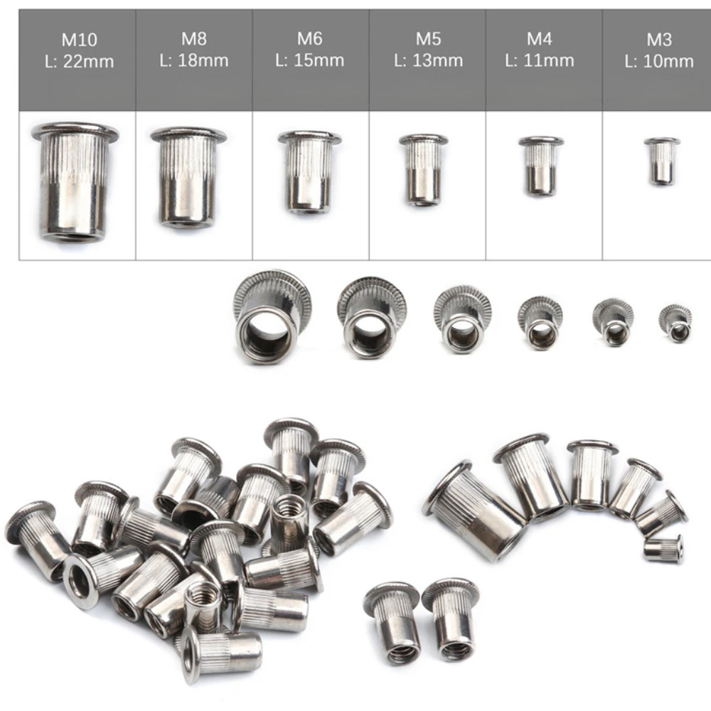 

10 шт. заклепочных гаек из нержавеющей стали M3/M4/M5/M6/M8/M10/M12