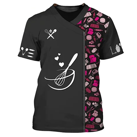 Шеф-кухар Десерт Шеф-повар Косплей 3D Harajuku Забавная футболка с принтом футболка с круглым вырезом и коротким рукавом модный топ в стиле хип-хоп