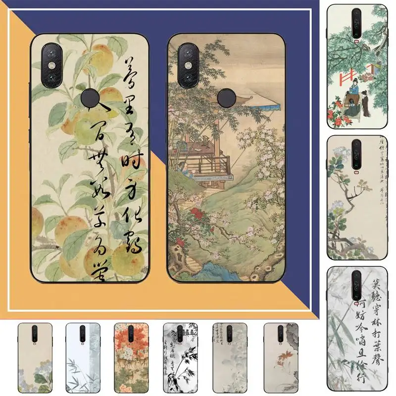 

Chinese Ancient Painting Phone Case For Redmi Note 4 X 5 A 6 7 8 Pro T 9 Pro 9S 10 Pro 11 Pro 11S 11Epro PocoM3pro