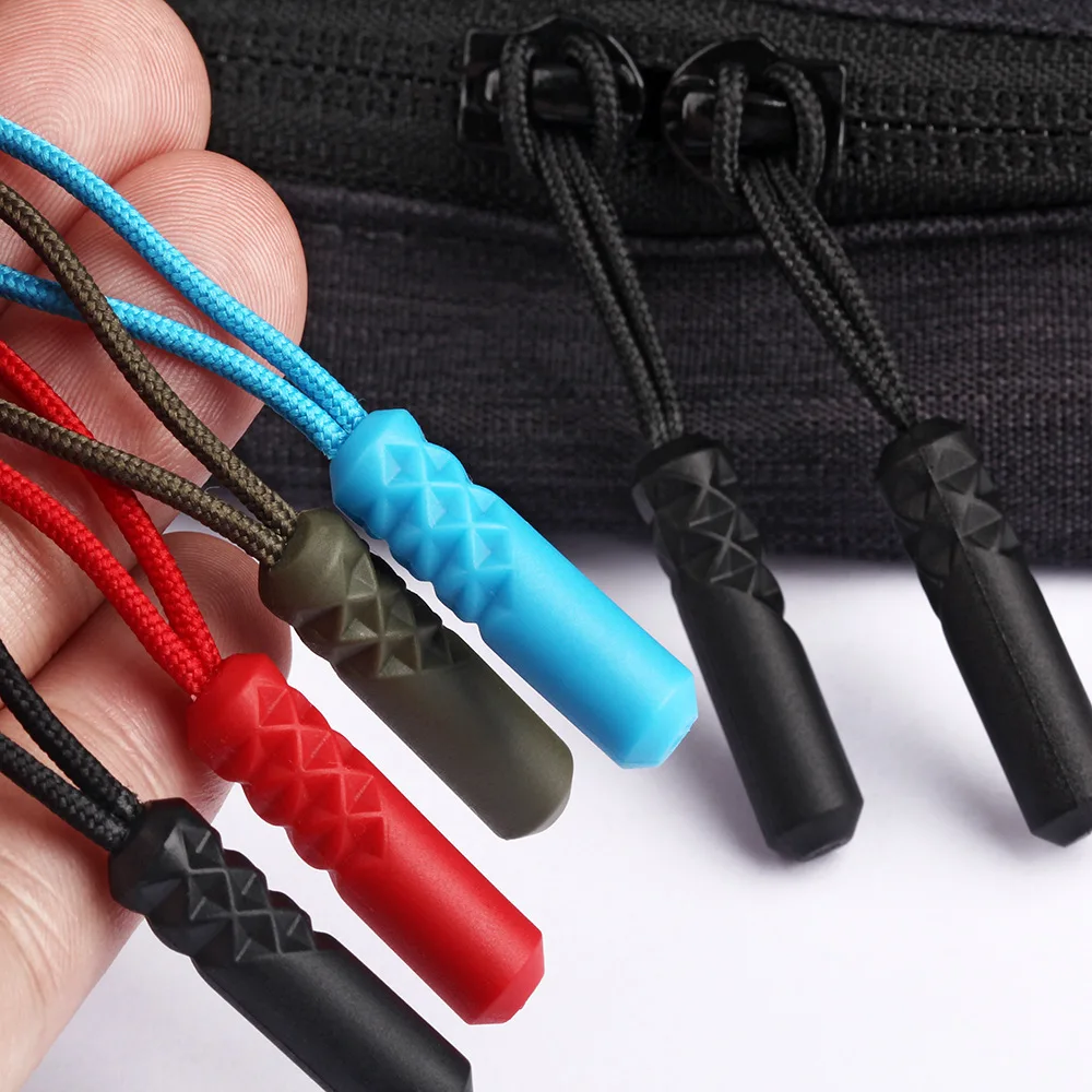 

10pcs Zippers Pull Puller Colorful Zipper Cord Cylindrical Pull Head Plastic Zipper Head and Tail Rope for Coat Clothing Handbag