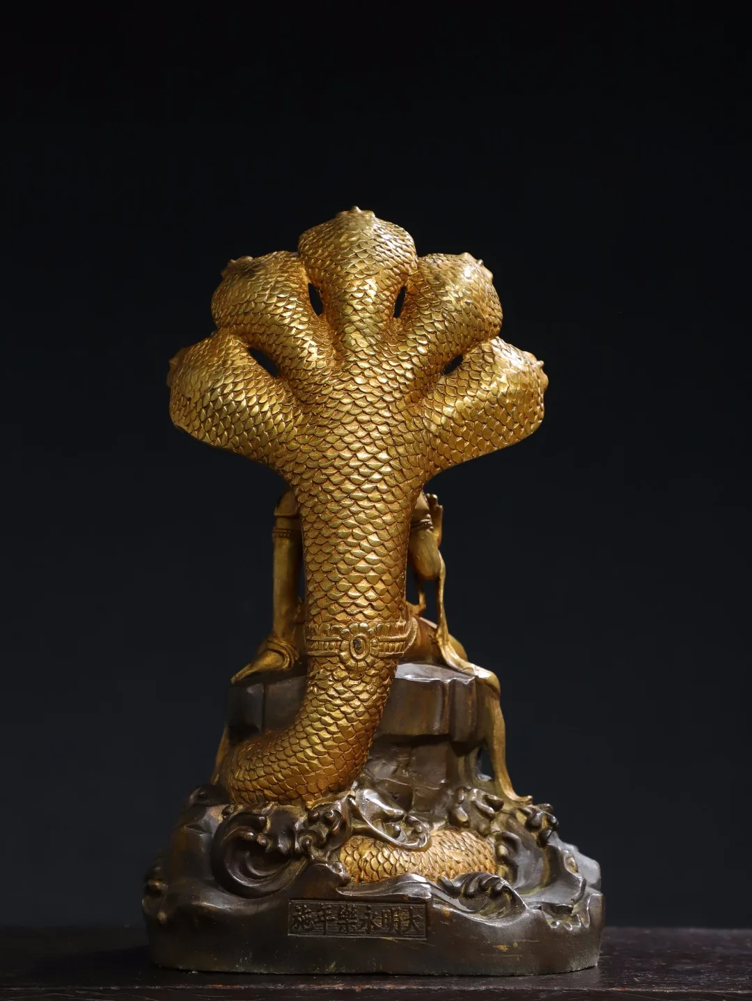 11-дюймовая коллекция тибетского храма старая бронза позолоченная киноварь