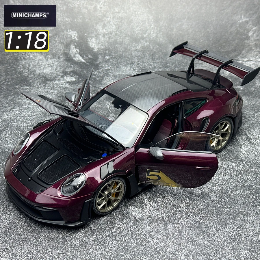 Мини-лампы масштаб 1:18 новый PORSCHE 911(992) GT3 RS 2024 модель автомобиля металлическая