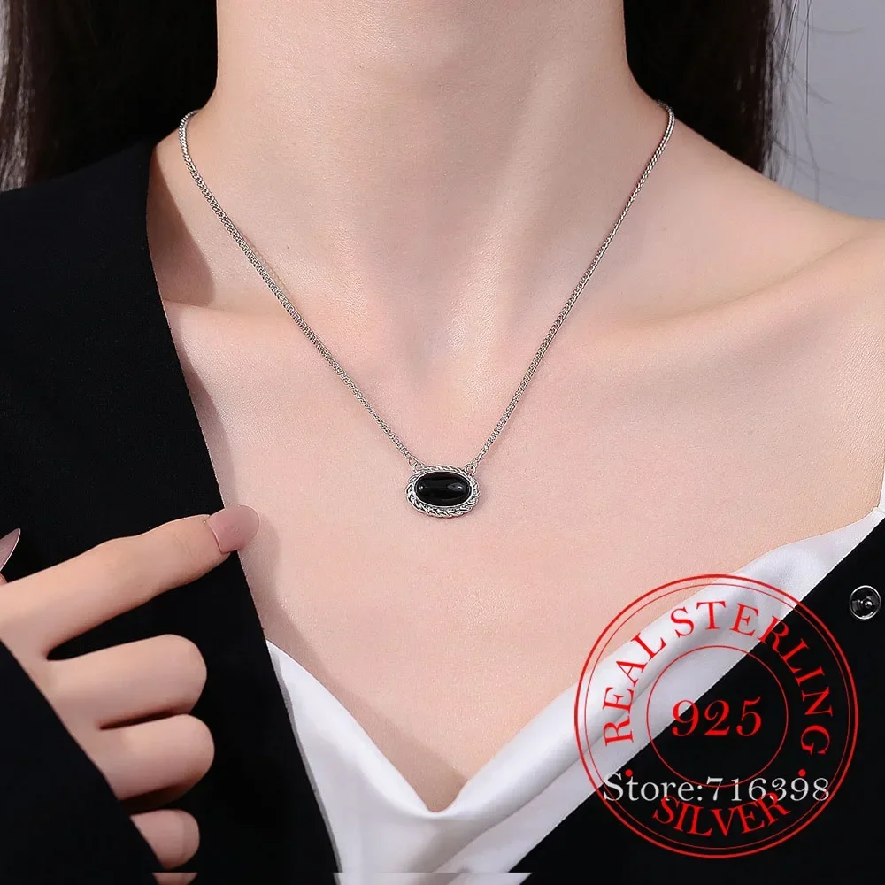 Стерлингового Серебра 925 пробы французские винтажные овальные ожерелья с