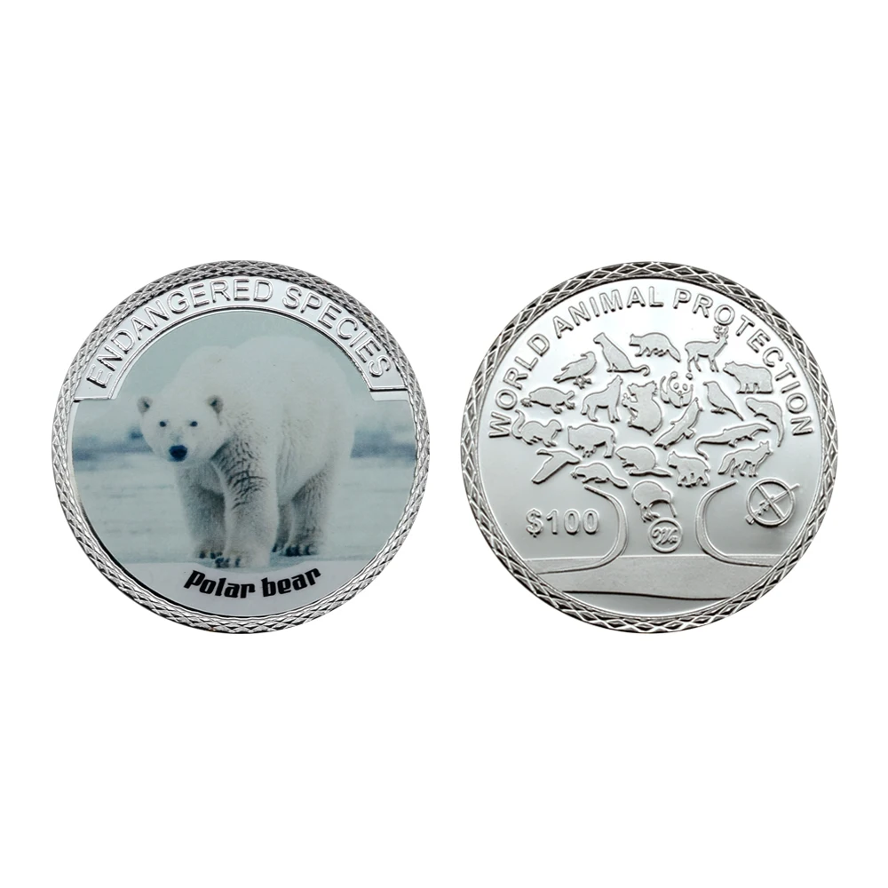 Монета с полярным медведем серебряные монеты защита животных мира памятные