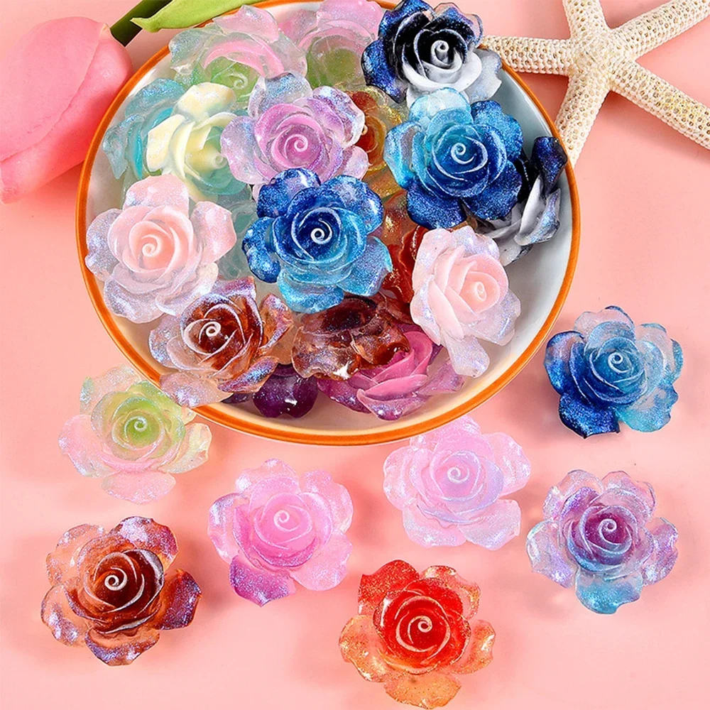 10 шт. серебристые розы серии миниатюрные кабошоны из смолы с плоской спинкой для