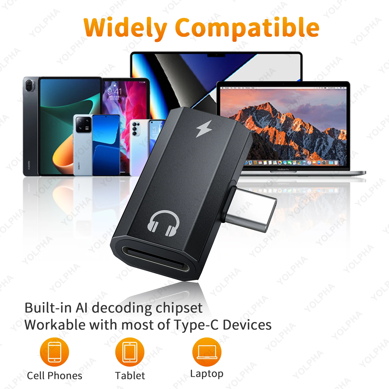 Фото Конвертер 2 в 1 USB C в Type-C для зарядки мобильного телефона/разветвитель для наушников Адаптер типа C для Xiaomi Huawei IPhone 15 IPhone 16 №4