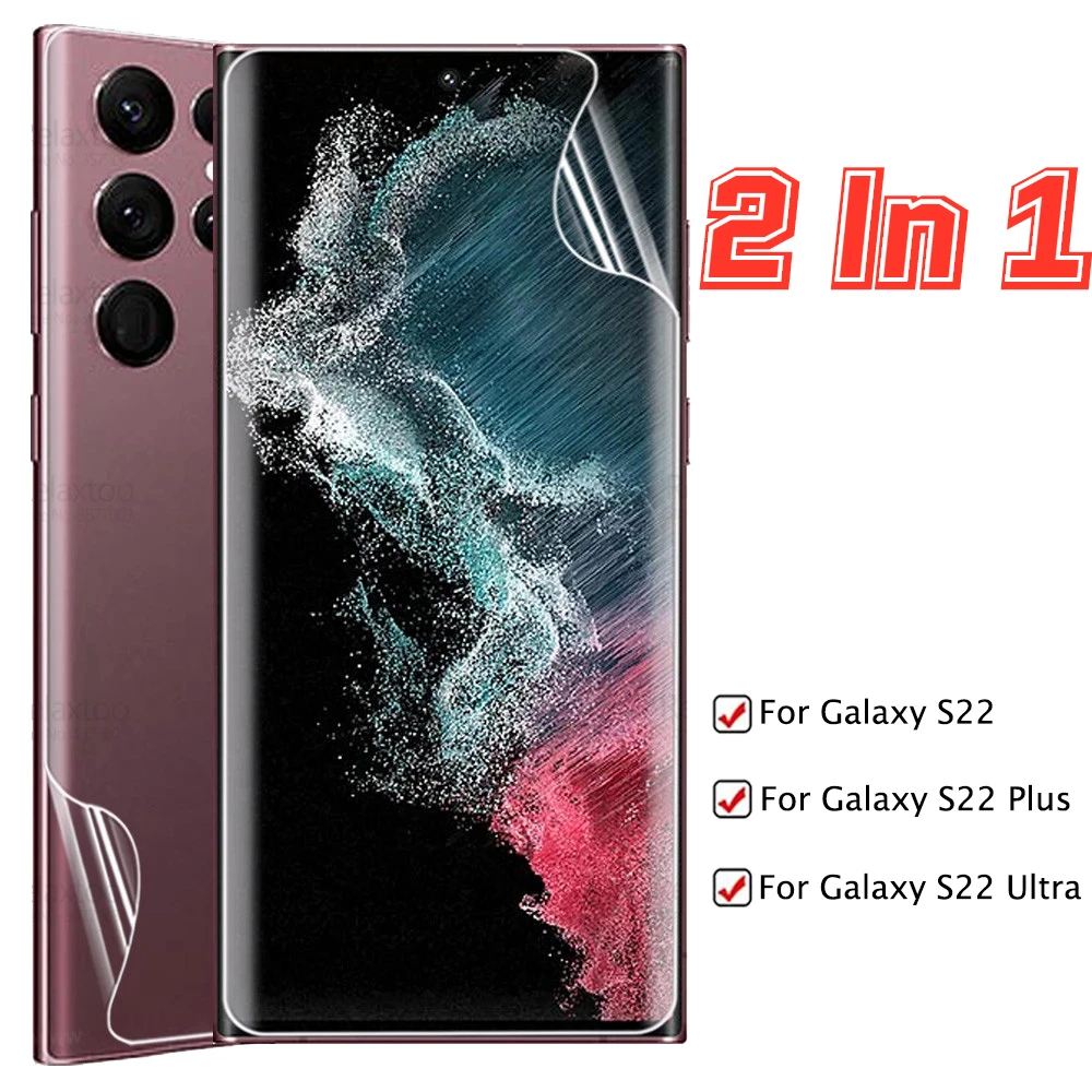 

2 In 1 For Samsung Galaxy S22/S22 Plus/S22 Ultra Anti-scratch Hydrogel Film Full Cover Phone Front Back Screen Protector