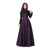 s 5xl muslim lace splicing women big swing dress without headcarf for arabia dubai plus size islamic vintage abaya clothing 1025