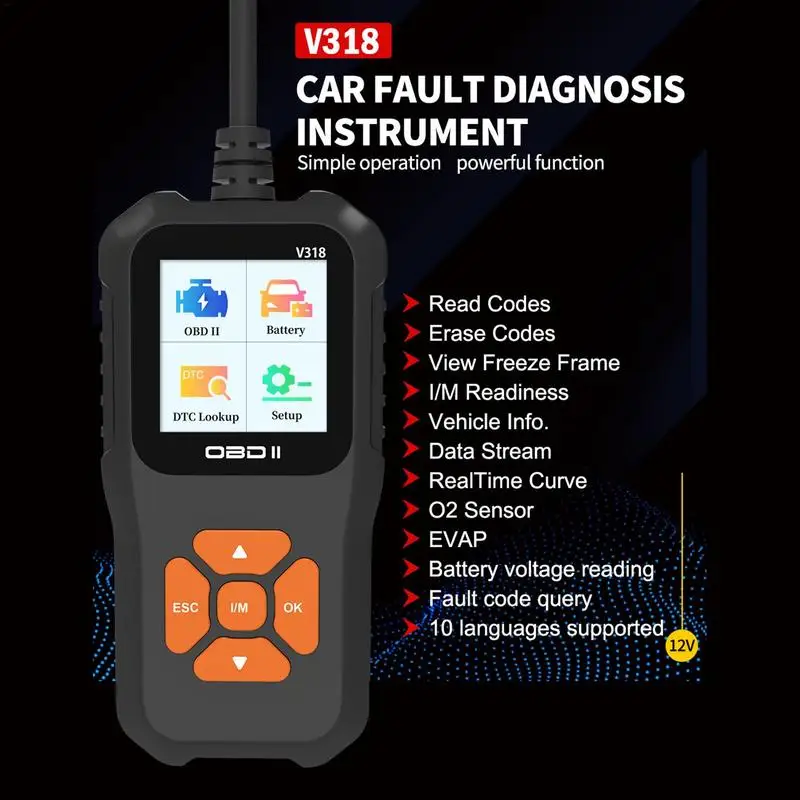 

Vehicles Scanner V318 Car OBD Scanner 10 Language Car Engine Fault Code Reader Scan Tools Diagnostic Instrument Car Accessories