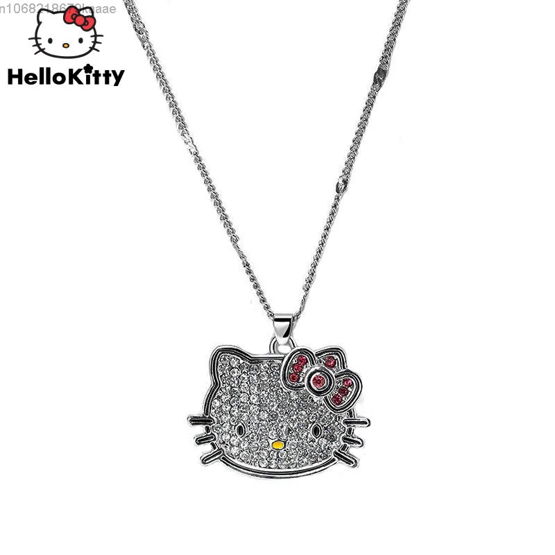 Sanrio Hello Kitty Sparkling Necklace Women Fashion Cool Chains Pendants Vintage Punk Style Y2k Millennium Streetwear Necklaces