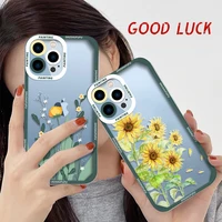 sunflower flower for iphone 11 pro max case for iphone 13 12 mini xs x xr 7 8 plus se 2020 camera protection cover clear tpu