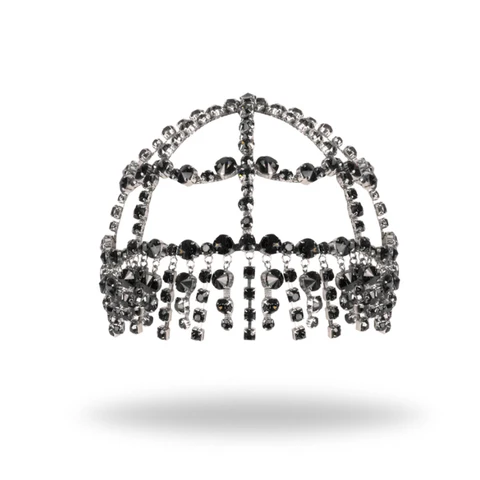 Богемская черная цепочка для волос с кристаллами