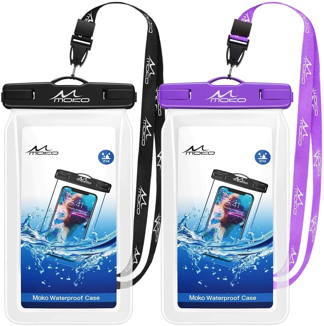 MoKo Floating Waterproof Phone Pouch 2 Pack Floatable Phone Case Dry Bag with Lanyard for iPhone 14 13 12 11 Pro Max X Xr Xs SE