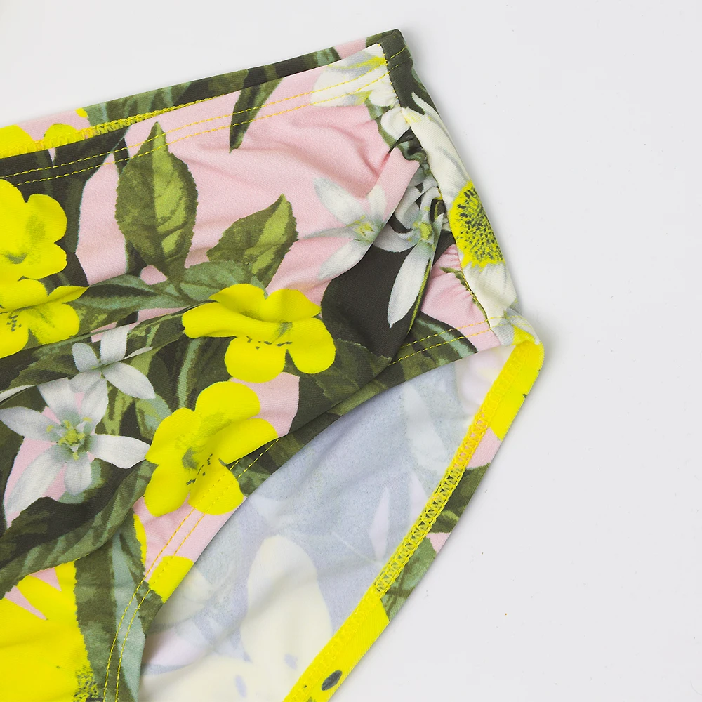 Новинка детский купальник с оборками и завышенной талией для девочек лямкой на