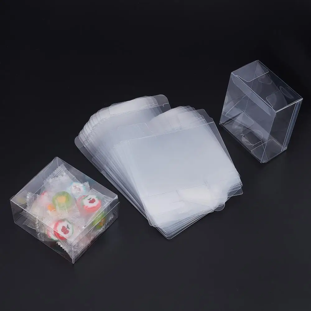 24pcs Foldable Rectangle Clear PVC Boxes Wedding Favor Gift Packing Case Jewelry Display Candy Cookies Storage Containers