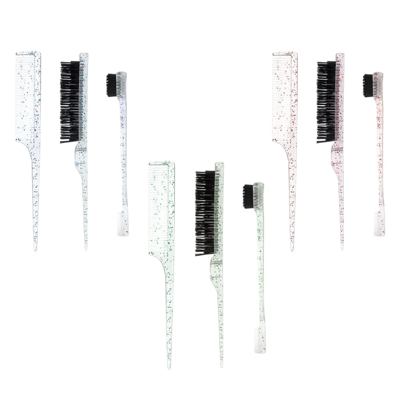 

3Pcs Hair Styling Brush for Women and Men Three Row Hair Brush Teasing Combs
