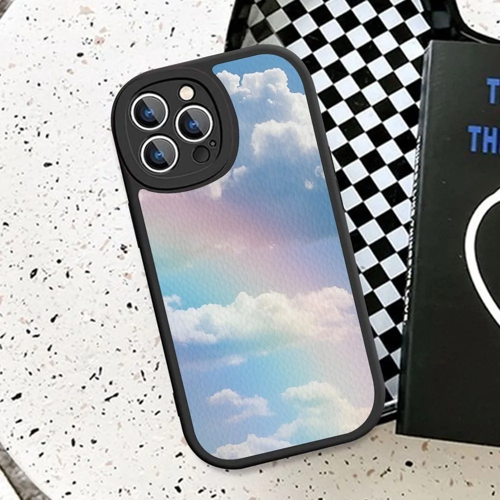 Sky Clouds Phone Case Hard Leather For iPhone 14 13 12 Mini 11 14 Pro Max Xs X Xr 7 8 Plus Fundas