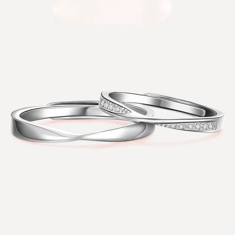 

Парное кольцо Mobius, серебро 925 пробы, маленькое дизайнерское кольцо с бриллиантами, Высококачественная Корейская версия пары мужчин и женщин...