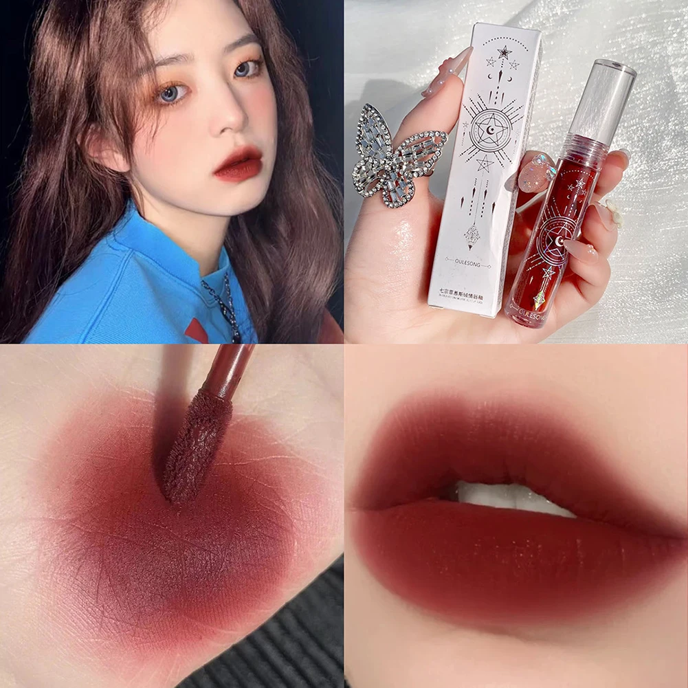 

Sexy Red Matte Velvet Lip Gloss Liquid Lipsticks Waterproof Long Lasting Nonstick Cup Lipgloss Makeup Sexy Lip Tint Glaze