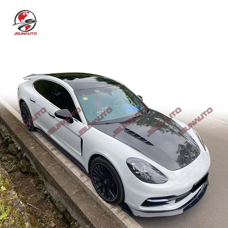 Фото Передняя крышка двигателя для Panamera 971 м, стильный капот из углеродного волокна CF/FRP, Неокрашенная Автомобильная крышка, комплект кузова автомобиля для 971 17-21 №3