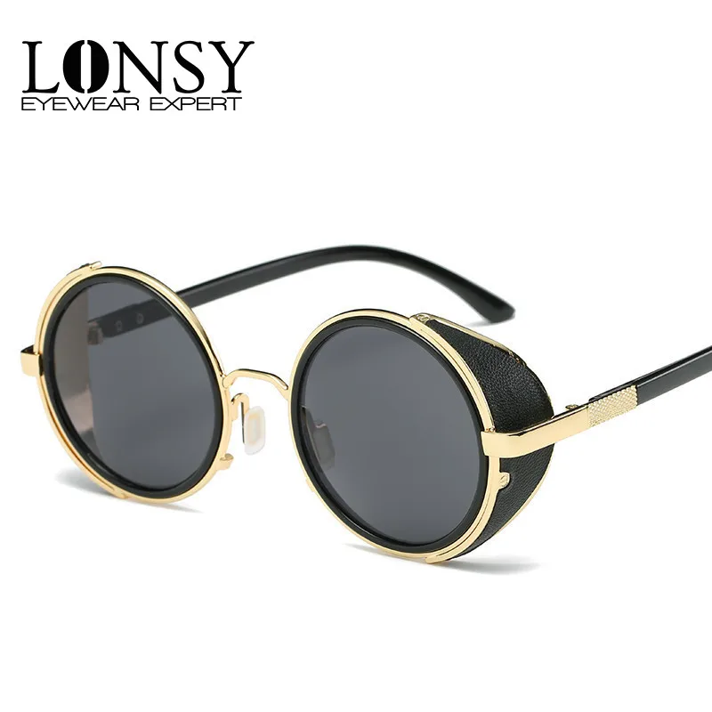 

LONSY Classic Gothic Steampunk Sunglasses Men Women Luxury Brand Design Retro High Quality Round Metal Frame Sun Glasses UV400