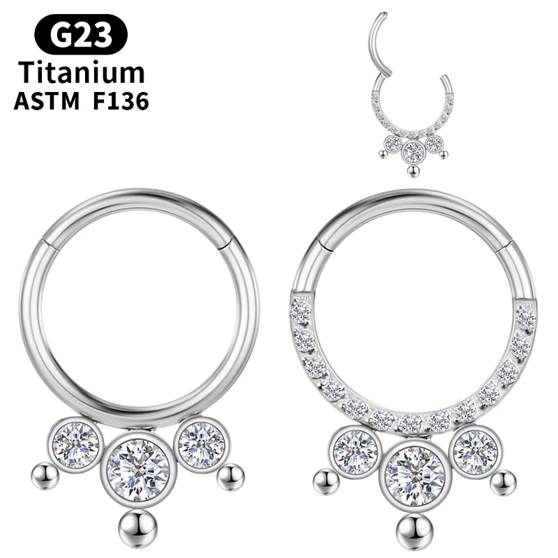 

titanium Piercing Helix Cartilage Charming tragus Earrings Body clicker Zircon G23 Hinge segment Nose ring diaphragm Jewelry