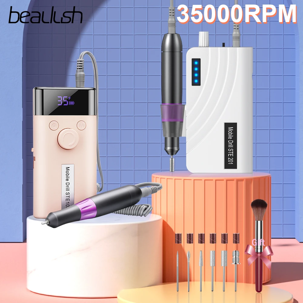

Beaulush 35000RPM Nail Drill Machine With LCD Display Professional Electric Nail Sander Long Battery Life Manicure Machine Tool