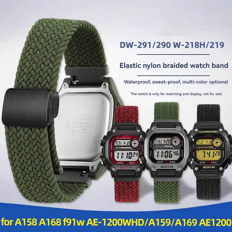 Быстросъемный эластичный нейлоновый ремешок для часов Casio A158 A168 f91w AE-1200WHDA159A169 AE1300, ремешок для часов с магнитной пряжкой, браслет (art.: 3920cd7fca25f) - 3920cd7fca25f