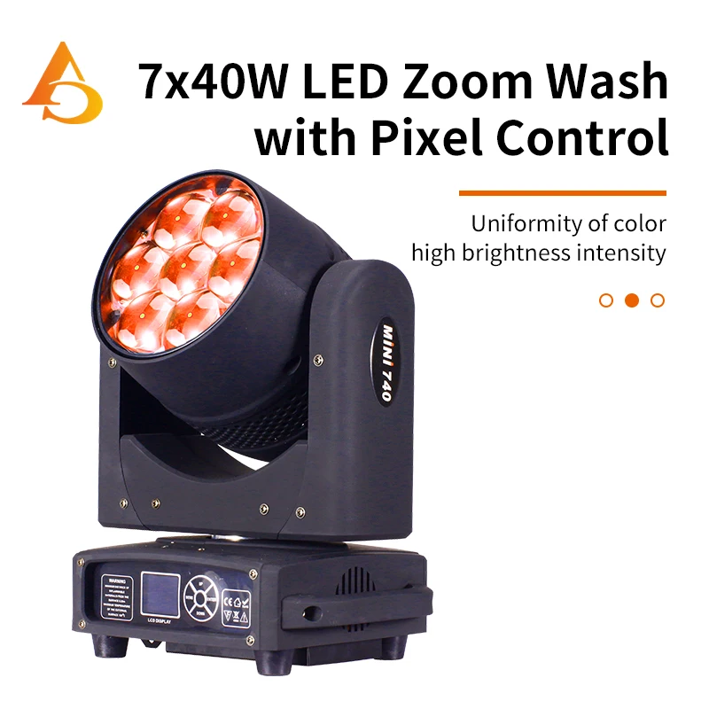 

Светодиодный луч + мытье мини 7x40 Вт 4 в 1 RGBW Zoom Test мобильный DMX для ночного клуба Dj Disco Party Bar сценическое осветительное оборудование