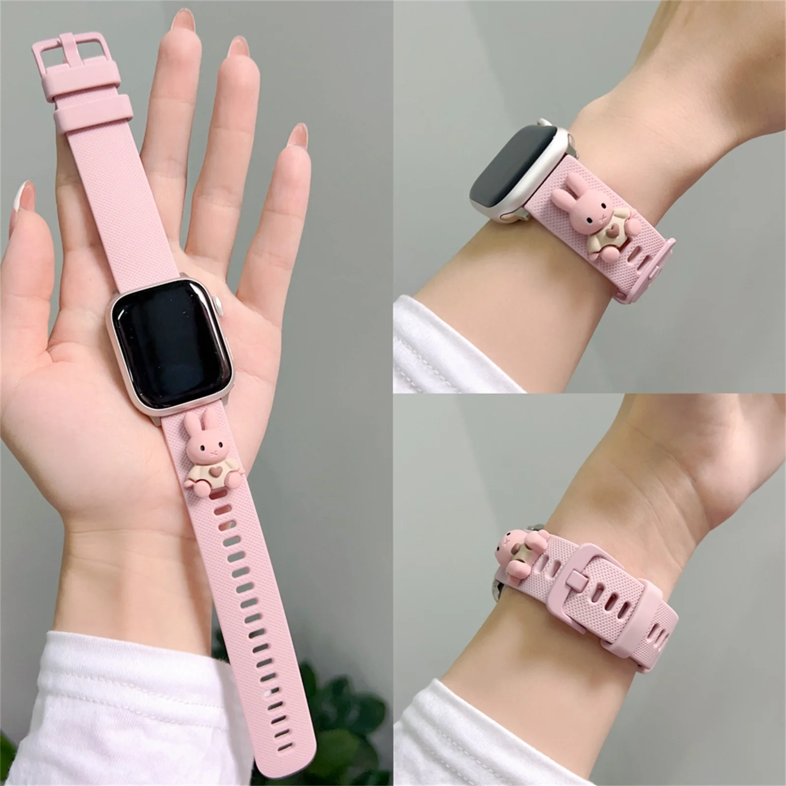 

Ремешок резиновый для Apple Watch Band 38/42 мм 40 мм 44 мм, креативный силиконовый браслет для iWatch 8 SE7 6 5 4 3 2 1 41/45 мм 49Ultra