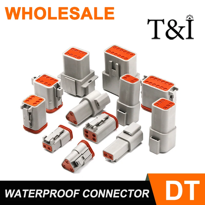 

1 Sets DT 2P/3P/4P/6P/8P 22-16AWG Waterproof Electrical Wire Deutsch Connector Plug Kit DT06-2S DT04-2P For Car DT04-3P