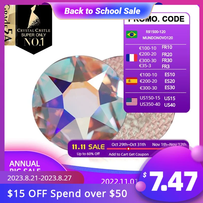 Хрустальный замок Sw-качество 6A Горячая фиксация Стразы прозрачный белый AB ритмичный гимнастический Декор утюгом на горячей фиксации