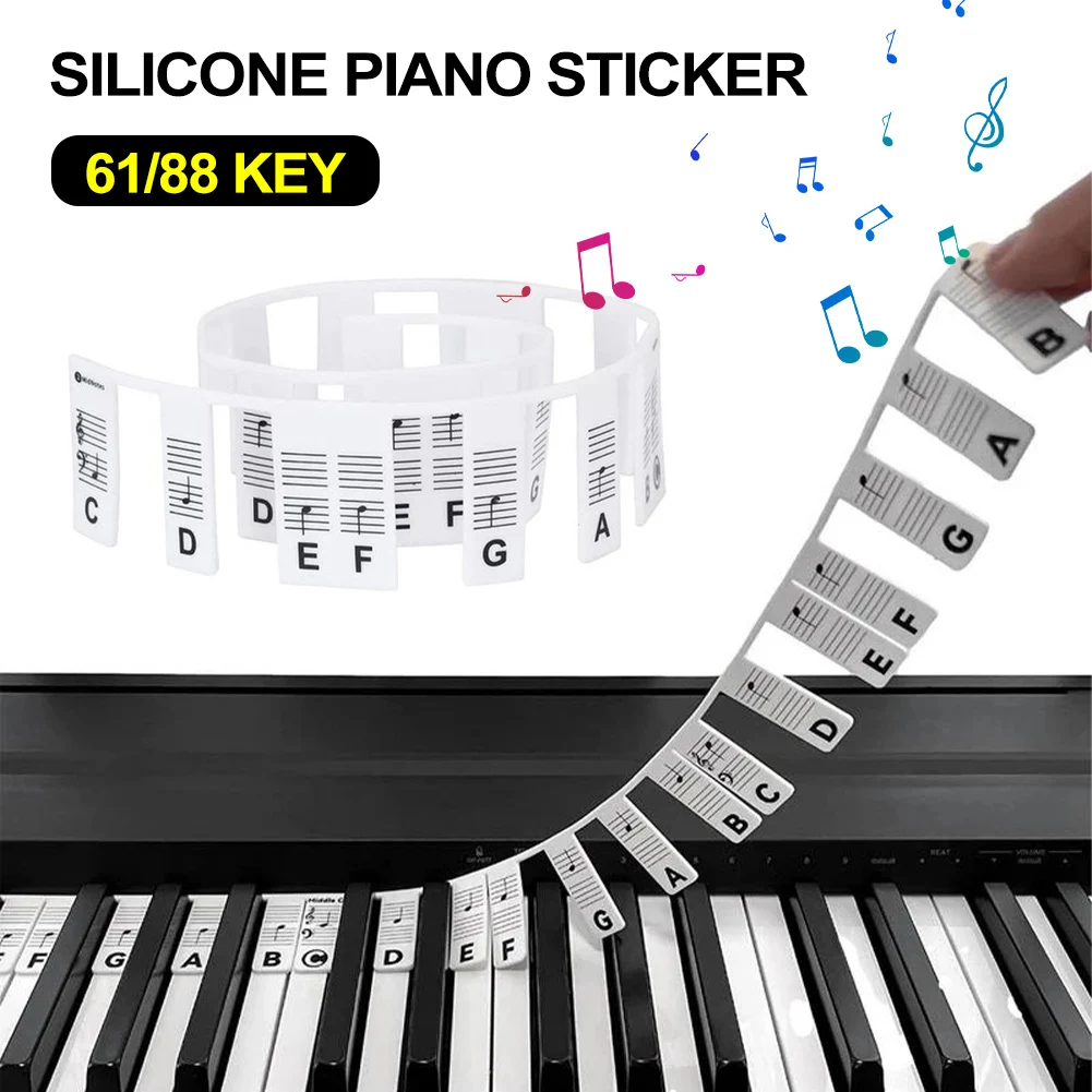 

Piano Keyboard Stickers Removable Silicone Piano Keys Note Labels for Beginners 61/88 Keys Full Set Piano Spectrum Stickers