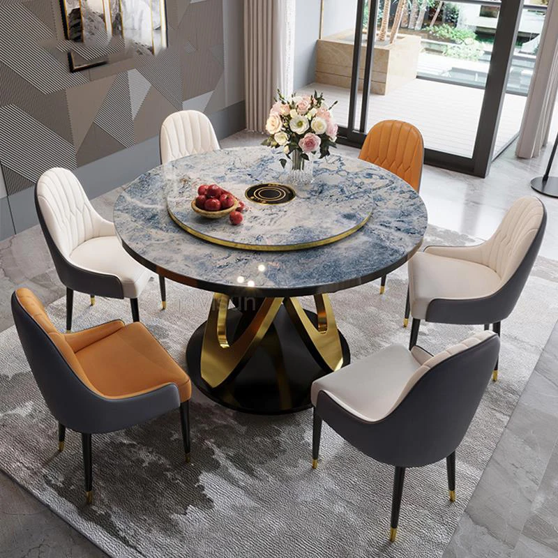 

Индивидуальный обеденный стол Rock, итальянский домашний роскошный обеденный стол, Круглый индукционный стол, мебель для дома GPF50YH