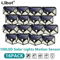 1416pcs 100 led solar light outdoor solar wall lamp pir motion sensor lamp waterproof solar light for garden decoration street