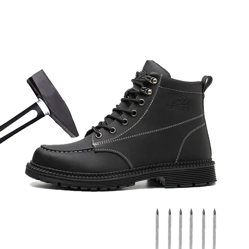 

Кожаная удобная и легкая защитная обувь с высоким верхом, Рабочая обувь со стальным носком, Противоударная Рабочая обувь с защитой от пирсинга