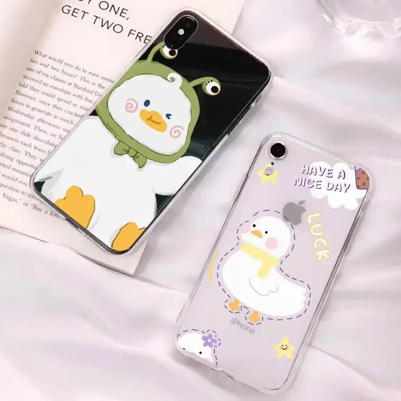 

Cute Duck Cartoon Phone Case for iPhone 11 12 13 mini pro XS MAX 8 7 6 6S Plus X 5S SE 2020 XR clear case