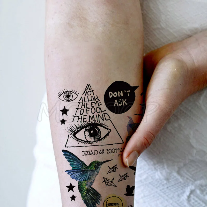

Tattoo sticker robin eye letter star bird plane shark bulb boat temporary fake tatto little element tatoo for kid girl man woman