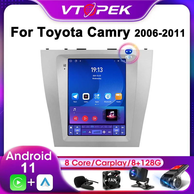 Vtopek 2Din для Toyota Camry 7 XV 40 50 2006-2011 Android 11 автомобильное Стерео Радио мультимедийный