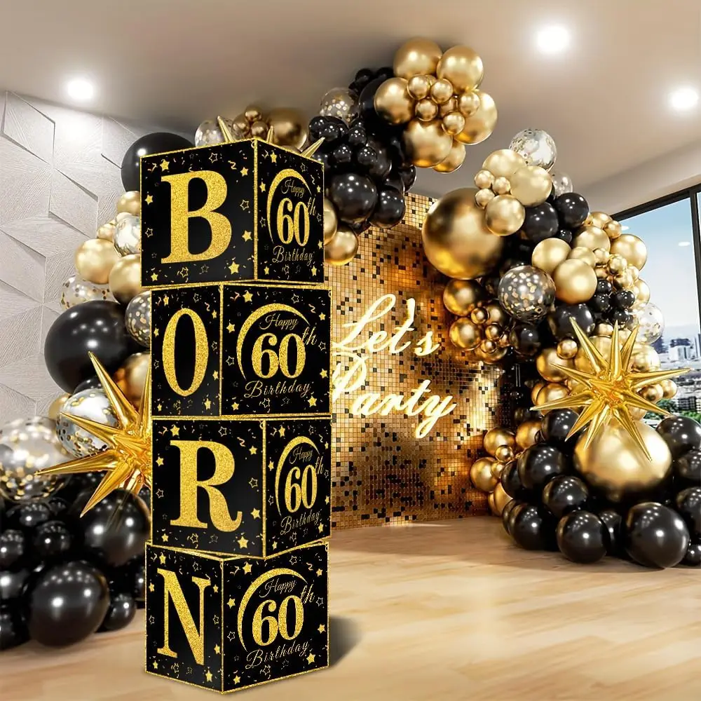 4 шт. чёрные золотые 60-е мужские и женские Фотообои