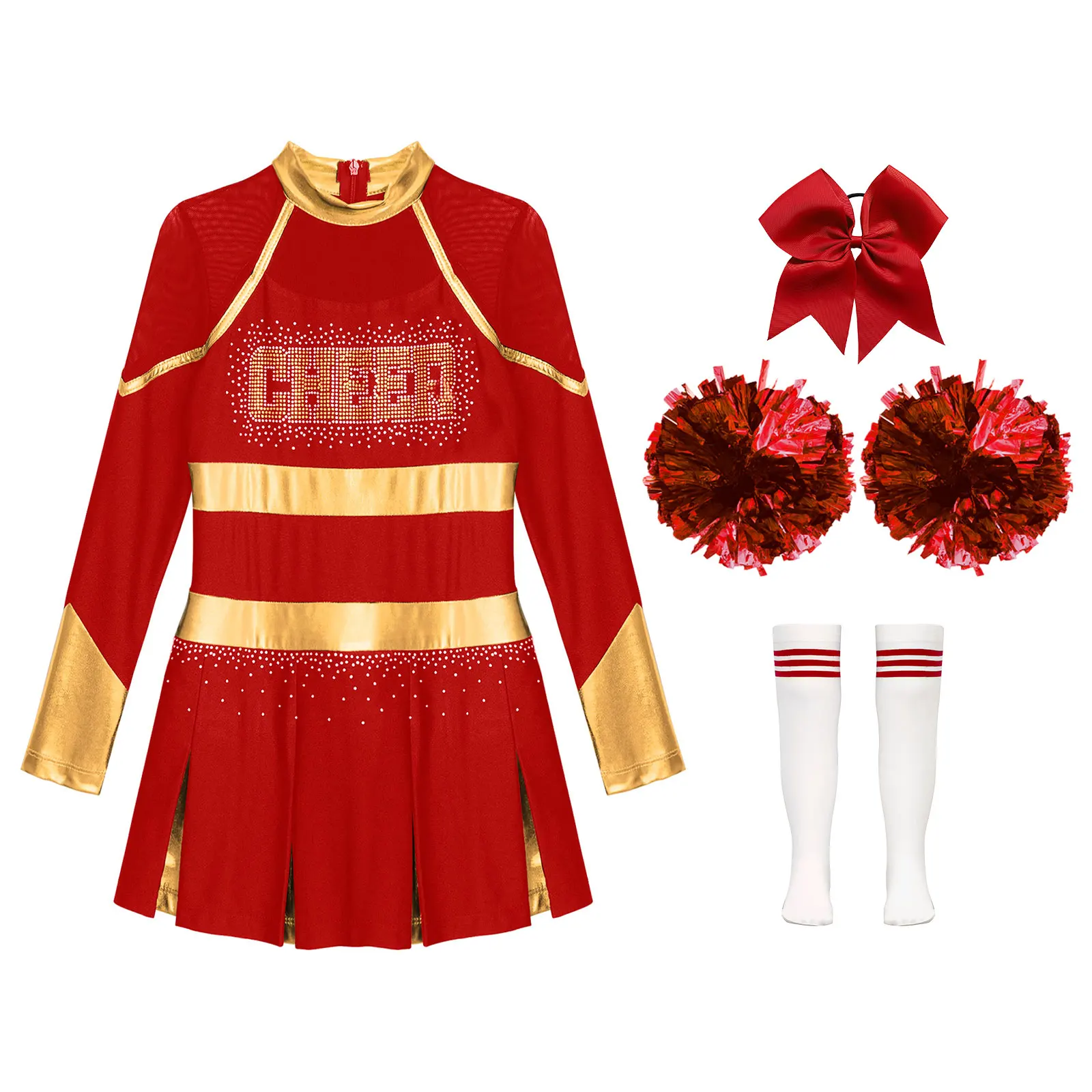 Костюм черлидинга для косплея девочек униформа болельщика платье школьниц носки