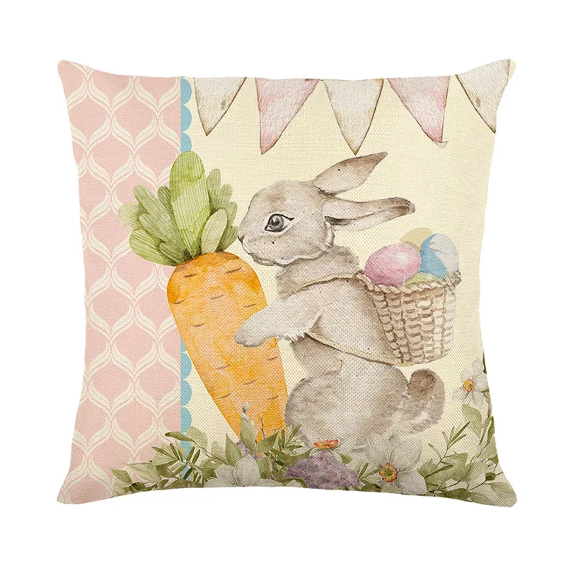 

Easter Decor Cushion Cover Home Decorative Pillow Case for Sofa Easter Eggs Pillow Cover 45x45cm Bunny Pillowcase Party Supplies